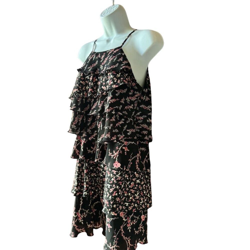 White House Black Market Women's Floral Halter Ruffle Dress Size 2